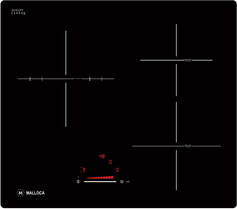 Bếp hỗn hợp điện từ 3 vùng nấu Malloca MIR 593