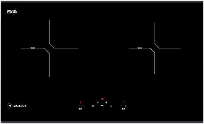Bếp từ Malloca 2 vùng nấu MH-02I N kính đen chấm bi