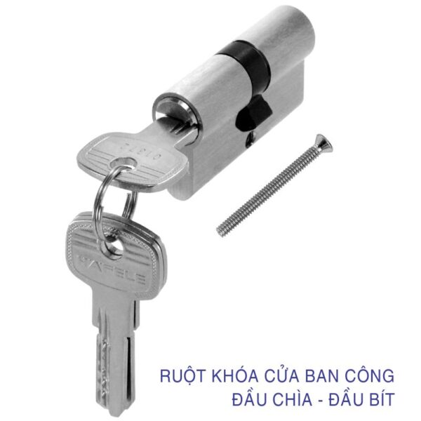 Ruột khoá ban công đầu chìa đầu bít 70mm niken mờ Hafele 916.96.017