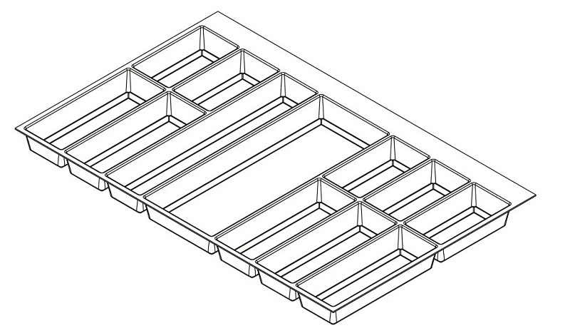 Khay chia Classico xám nhạt cho tủ kéo bếp 900mm Hafele 556.52.549