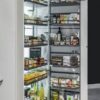 Bộ kệ đựng thực phẩm Tandem Pantry R450mm với 6 khay đen Hafele 545.93.431