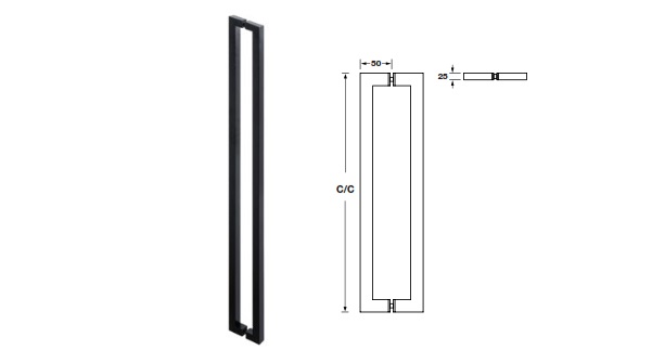 Tay nắm kéo dạng vuông CC-450 x L475mm đen mờ hafele 903.08.501