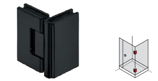 Bản lề cửa phòng tắm kính – kính 90° đen mờ Hafele 981.00.533