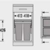 Thùng rác đôi có ray kéo cho tủ rộng 450mm Hafele 502.73.901