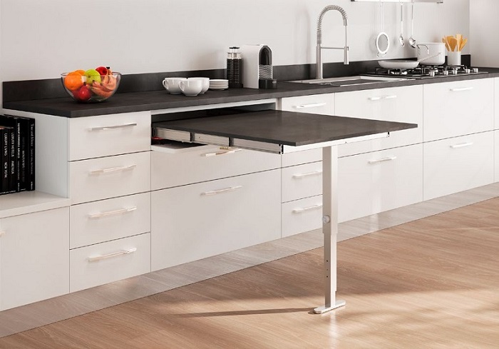 Phụ kiện bàn kéo mở rộng với chân bàn đơn gấp lại được cho tủ R900mm Hafele 505.74.921