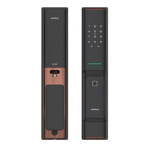 Khóa điện tử vân tay + bluetooth PP8100 Hafele 912.20.261 màu đồng bóng