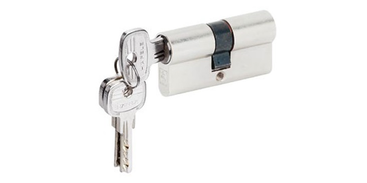 Ruột khóa 2 đầu chìa 65mm niken mờ Hafele 489.56.000