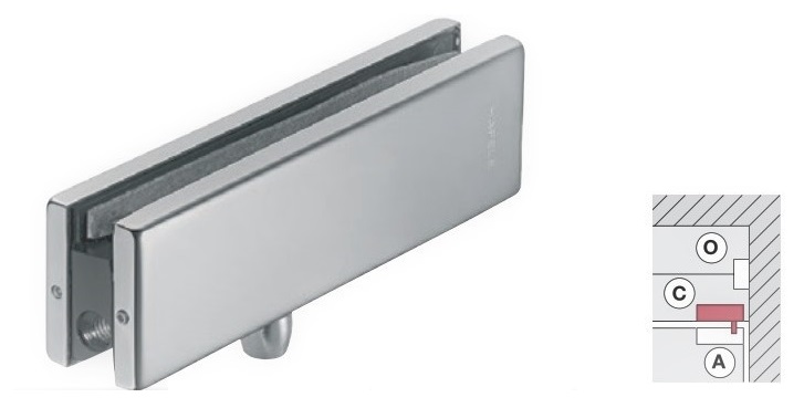 Kẹp kính trên khung cho cửa 120kg inox mờ Hafele 981.00.650