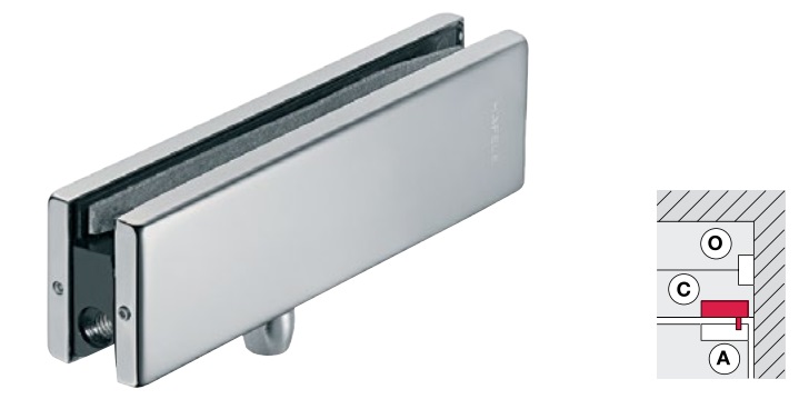 Kẹp kính trên khung cho cửa 120kg inox bóng Hafele 981.00.651