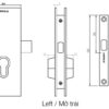 Thân khóa cho cửa kính mở xoay (mở trái) inox mờ Hafele 981.59.080
