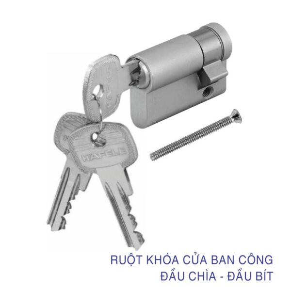 Ruột khoá đầu chìa đầu bít 40mm niken mờ Hafele 916.96.107