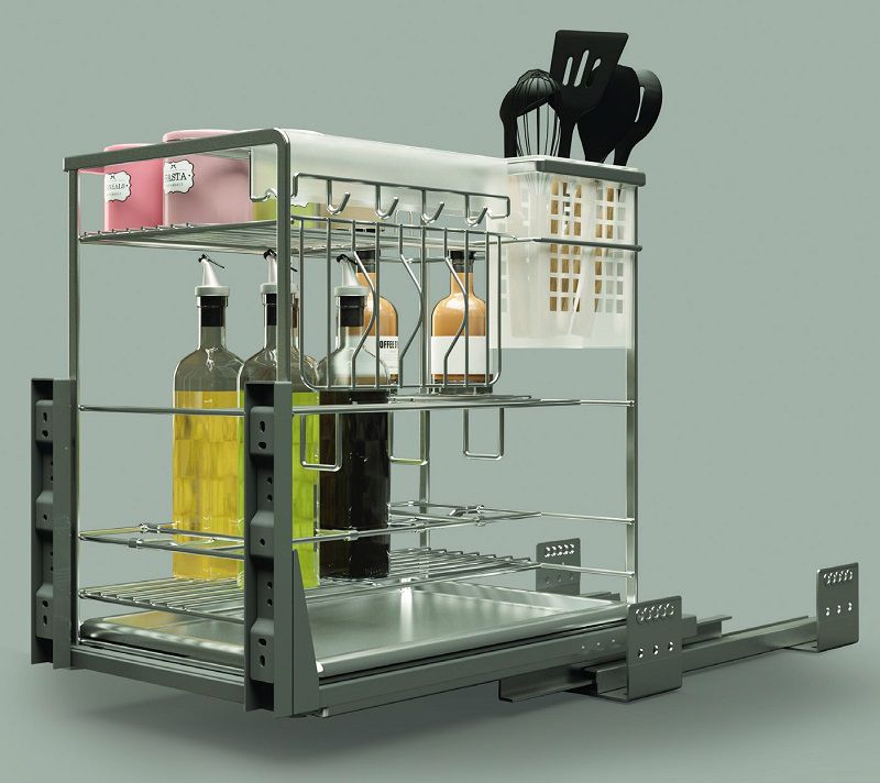 Bộ rổ đựng dao thớt, chai lọ SONATA cho tủ R400mm sơn phủ nano Cucina 549.20.815