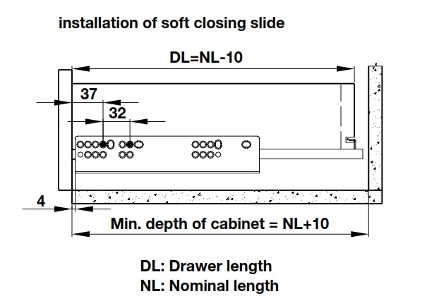 Ray âm Hafele 433.32.134 giảm chấn 450mm 50kg