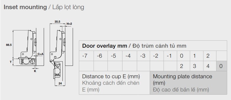 Bản lề Hafele 334.20.011 Mettalamat NEO 110º lọt lòng mạ niken
