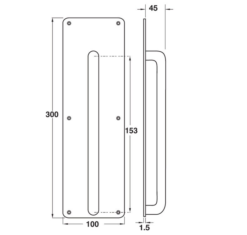 Bảng PULL có tay nắm 300x100x1.5mm inox mờ Hafele 987.11.240