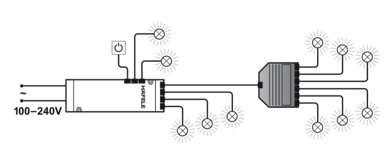 Bộ chia Hafele Loox 6 ngõ 24V 833.77.724