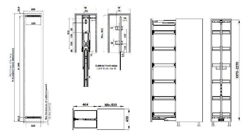 Bộ rổ Kara Pull cho tủ đồ khô R400mm Kosmo 595.80.803