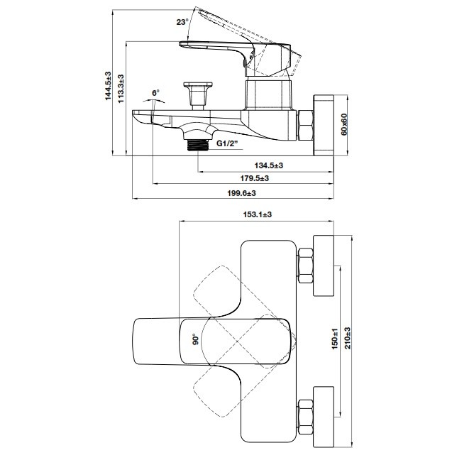Bộ trộn nổi 2 đường nước Kobe màu đen hafele 589.15.035