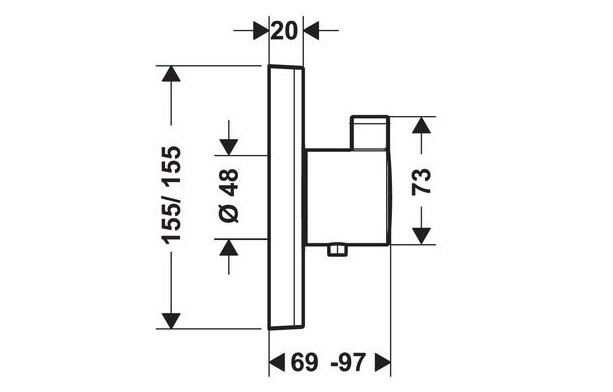 Bộ trộn sen tắm âm điều nhiệt Hansghore ShowerSelect lưu lượng nước lớn 589.50.365