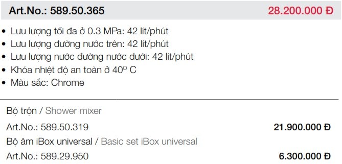 Bộ trộn sen tắm âm điều nhiệt Hansghore ShowerSelect lưu lượng nước lớn 589.50.365