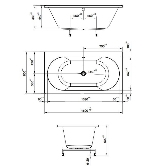Bồn tắm âm hình bầu dục Nagoya 1500 Hafele 588.79.601