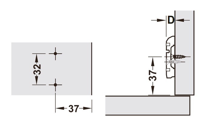 Đế bản lề Hafele 311.03.104 Metalla A 4 lỗ vít