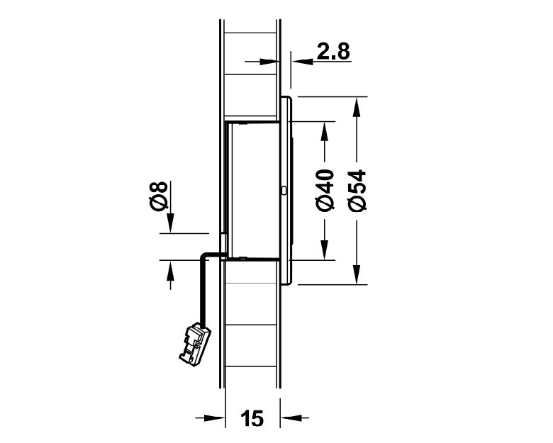 Đèn chân đế Hafele Loox LED 2028 với cảm biến chuyển động lắp âm 12V 0.34W 2700K màu đen 833.73.111