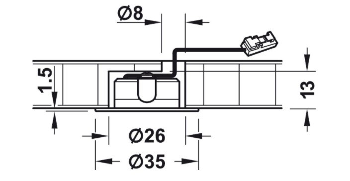 Đèn chiếu Hafele Loox5 LED 2022 lắp âm/nổi 12V 1.5W 4000K 833.72.041