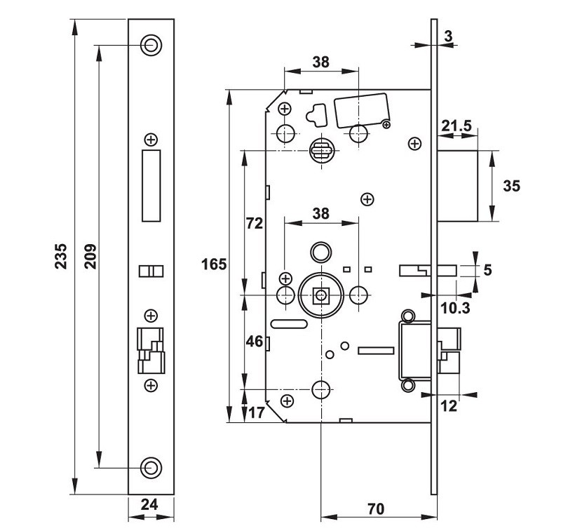 Khóa điện tử Hafele PP9000 bản tiêu chuẩn màu đen 912.05.691