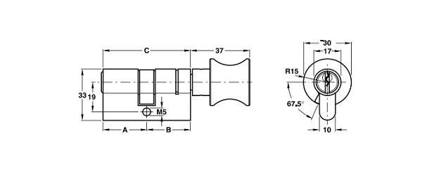 Ruột khóa đầu chìa đầu vặn 101mm đen mờ PVD Hafele 916.64.936