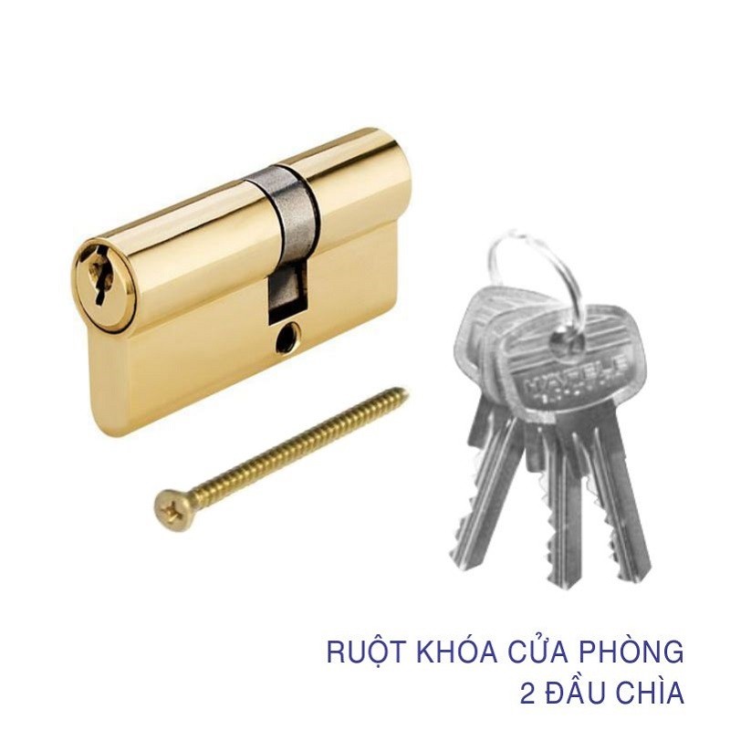 Ruột khoá hai đầu chìa 60mm đồng bóng Hafele 916.96.600