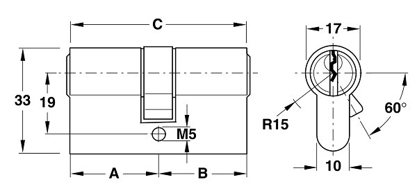 Ruột khoá hai đầu chìa 81mm màu đen Hafele 916.08.289
