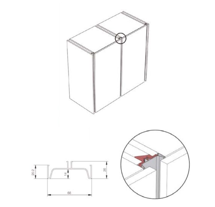 Tay nắm dọc Hafele 126.37.949 Gola đôi 2600mm vàng hồng