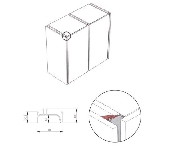 Tay nắm dọc Hafele 126.37.972 Gola đơn 2600mm xám đen