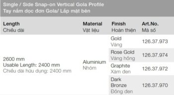 tay nam doc hafele 126 37 974 gola don 2600mm vang hong 27095 2