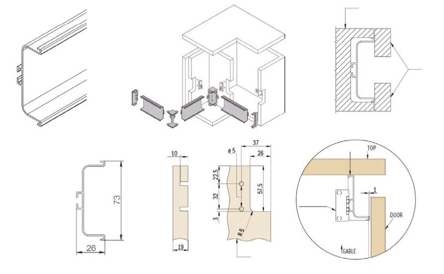 Tay nắm Hafele 126.37.925 âm tủ Gola C 3000mm đồng đen