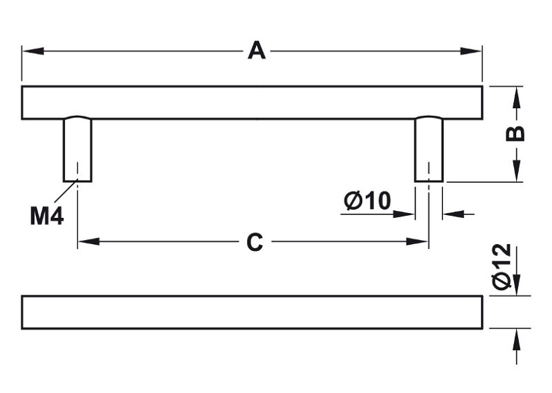 Tay nắm inox Hafele 392x35x352mm màu inox mờ 155.01.407
