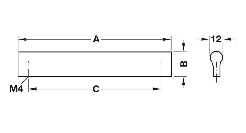 Tay nắm nhôm 148x24x128mm mạ bạc Hafele 155.01.102