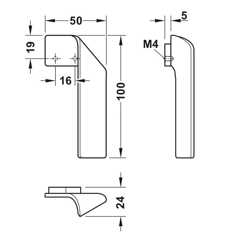 Tay nắm tủ Hafele 101.69.508 màu be 100x24mm phải