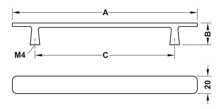 Tay nắm tủ Hafele 106.69.011 mạ niken đen mờ 213x25x160mm