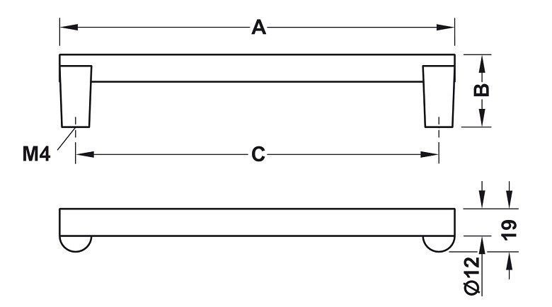 Tay nắm tủ Hafele 106.69.020 mạ niken mờ 175x32x160mm