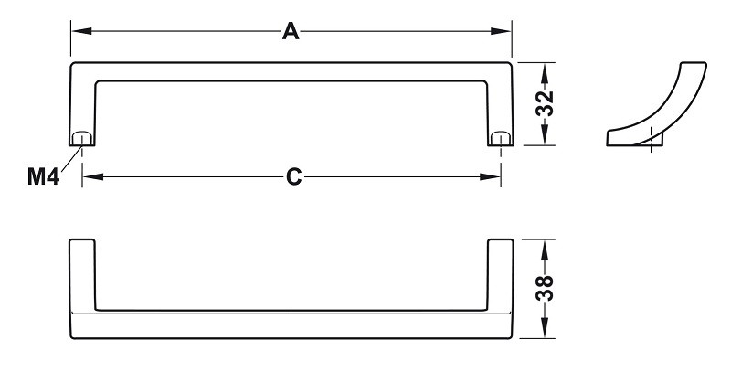 Tay nắm tủ Hafele 106.69.320 mạ niken đen mờ 74x32x64mm