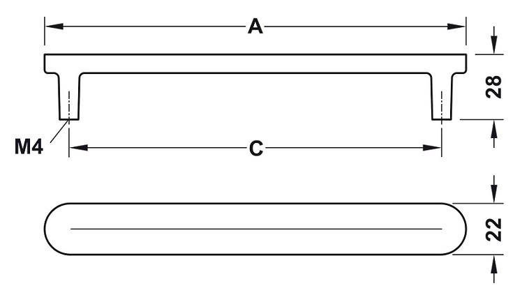 Tay nắm tủ Hafele 106.70.202 màu đồng 214x28x192mm