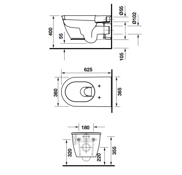 Trọn bộ bồn cầu treo tường Duravit Darling New 588.45.394