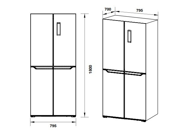 Tủ lạnh 4 cánh Hafele HF-MULB 534.14.050