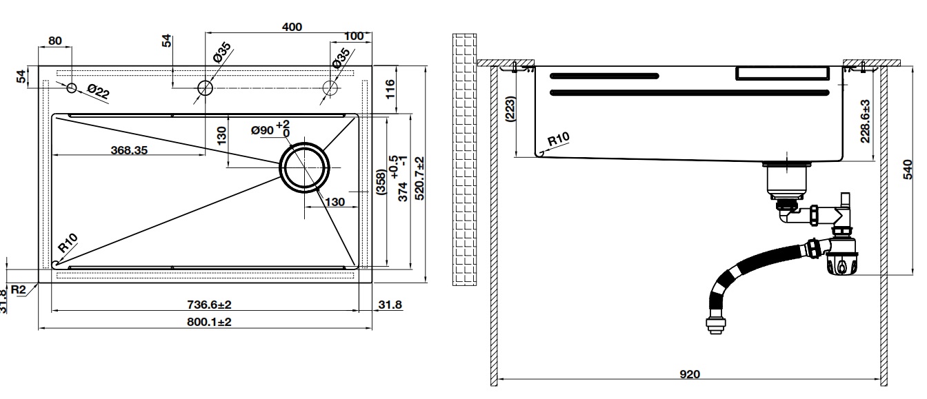 Chậu Hafele 567.24.489 WF R10 HS25-SSN1S-8052 màu đen