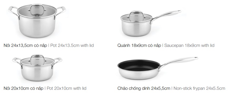 Bộ nồi chảo Hafele 535.44.167 HS-CW4CX