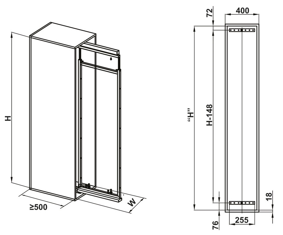 Tủ kho Hafele 548.65.005 Dolce 6 tầng R400mm, cánh kéo