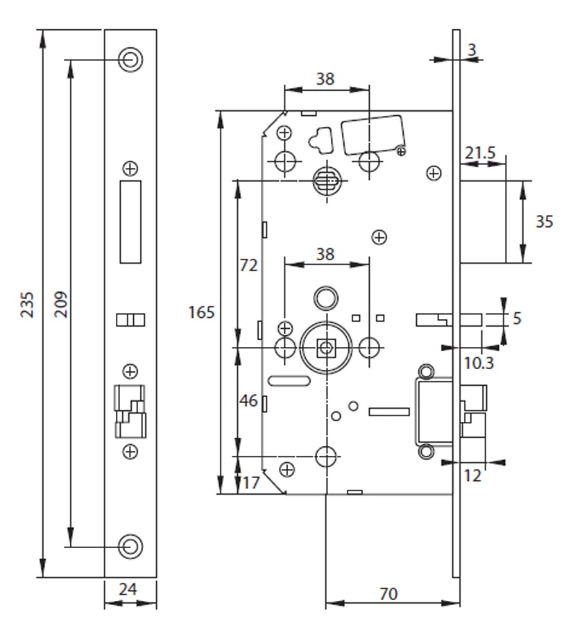 Khóa Hafele 912.20.261 PP8100 đồng bóng