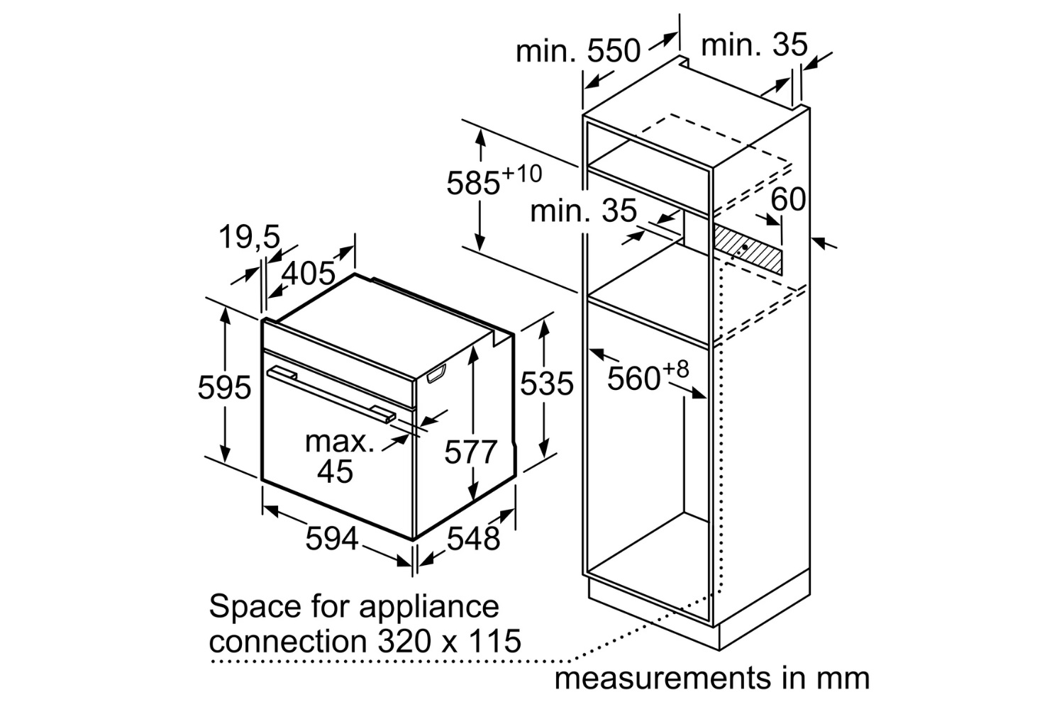 Lò nướng Bosch HBG7341B1B âm tủ 71 lít Series 8